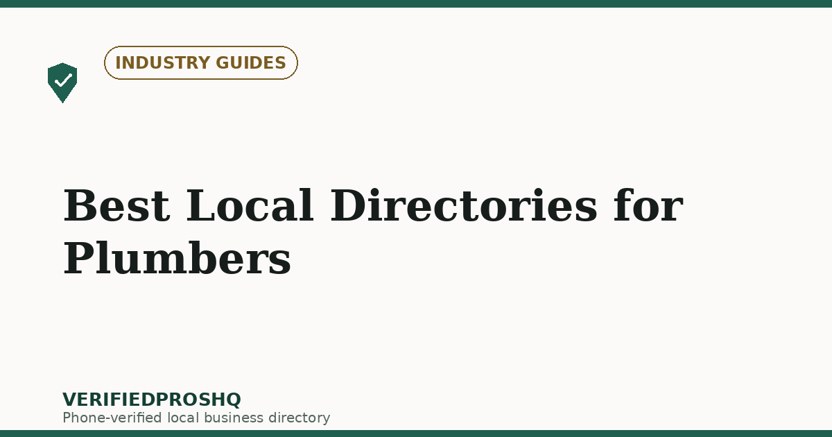 Best Local Directories for Plumbers